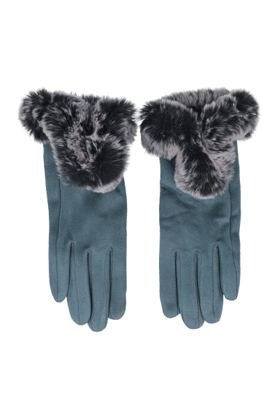 Suede gloves Detail Bicolor stuffed Sky blue