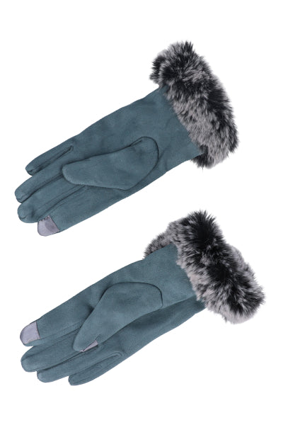 Suede gloves Detail Bicolor stuffed Sky blue