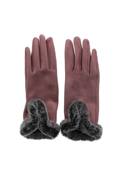 Suede gloves Detail Bicolor stuffed LILAC