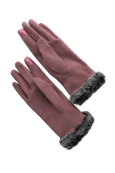 Suede gloves Detail Bicolor stuffed LILAC