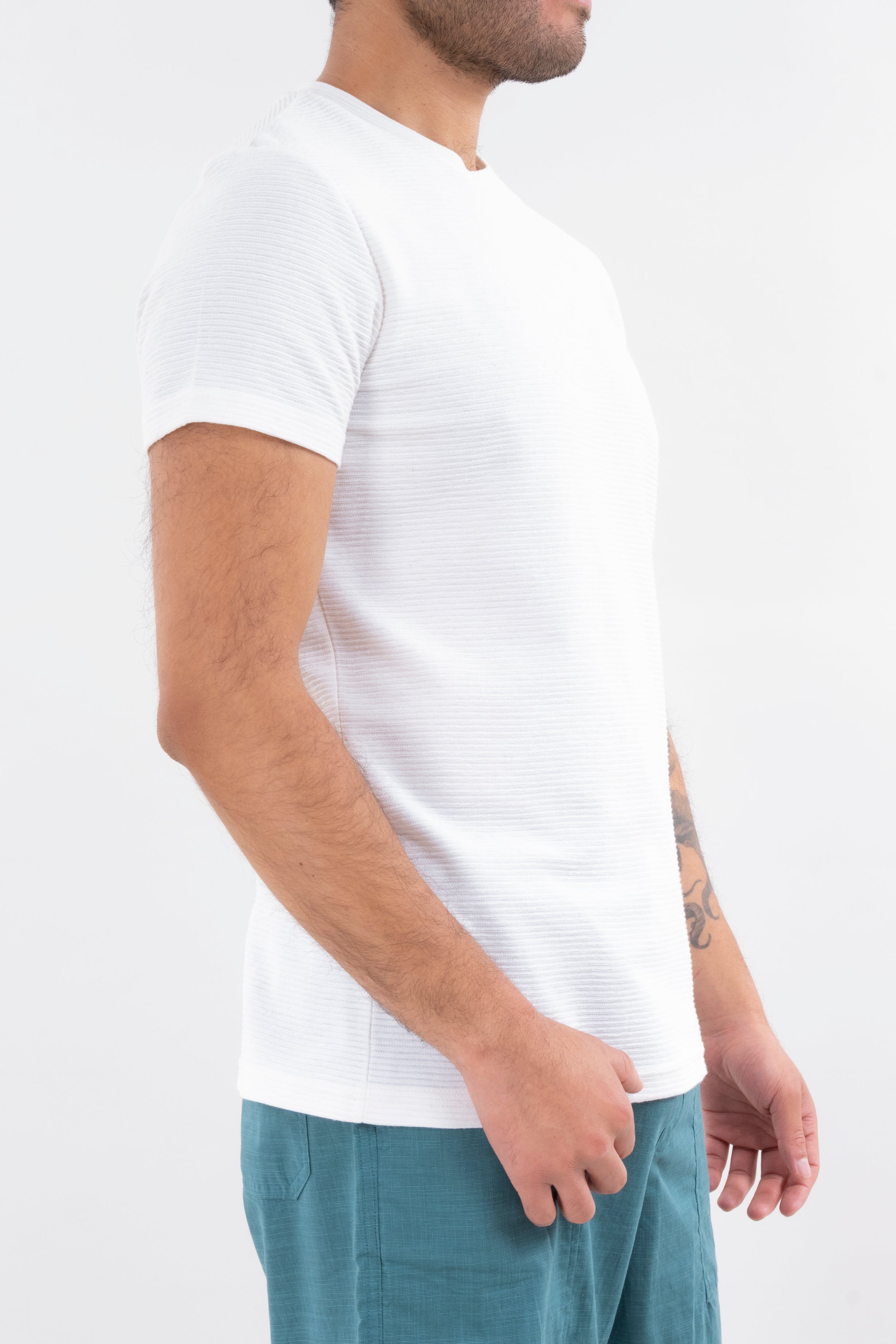 Round neck shirt texture WHITE