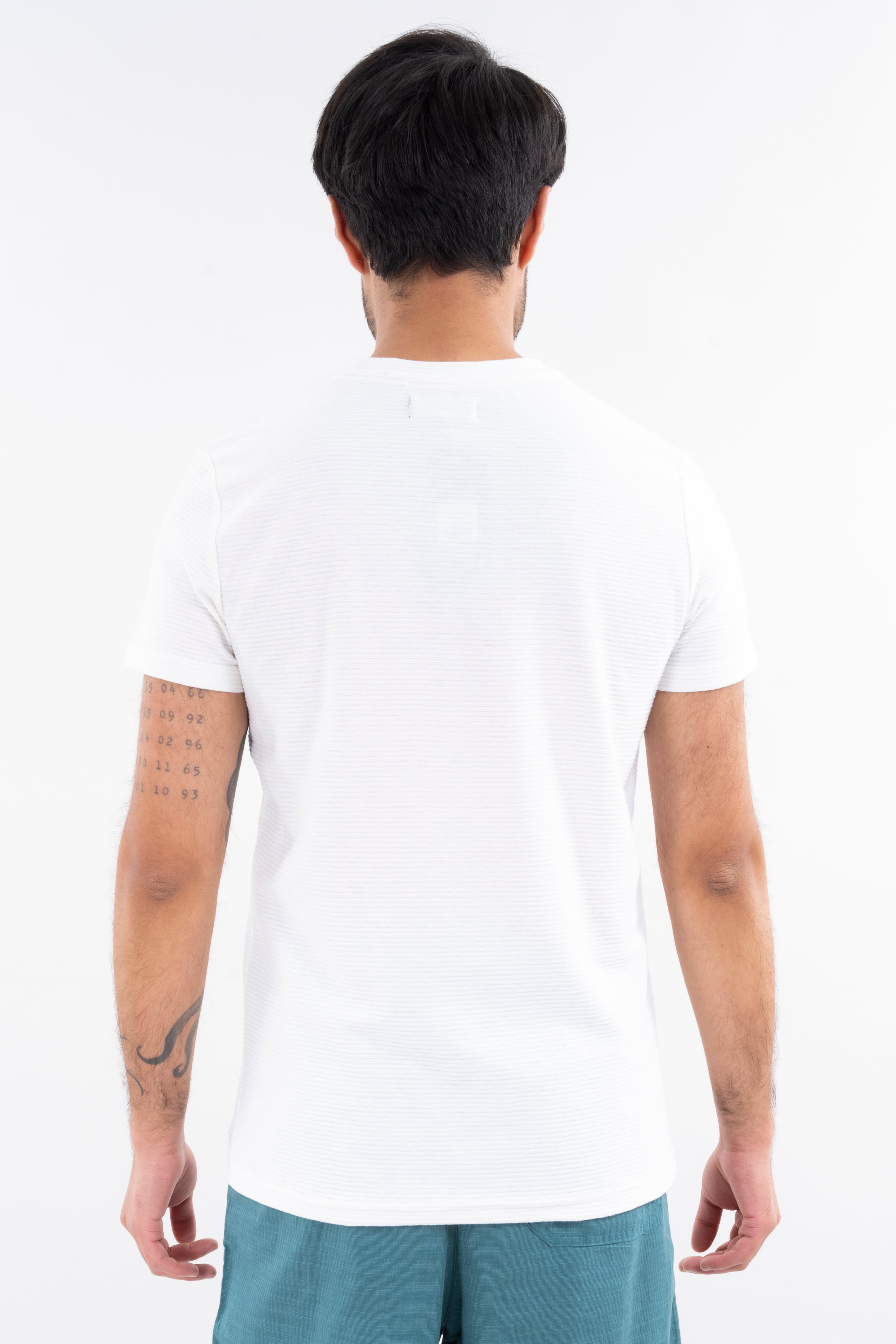 Round neck shirt texture WHITE