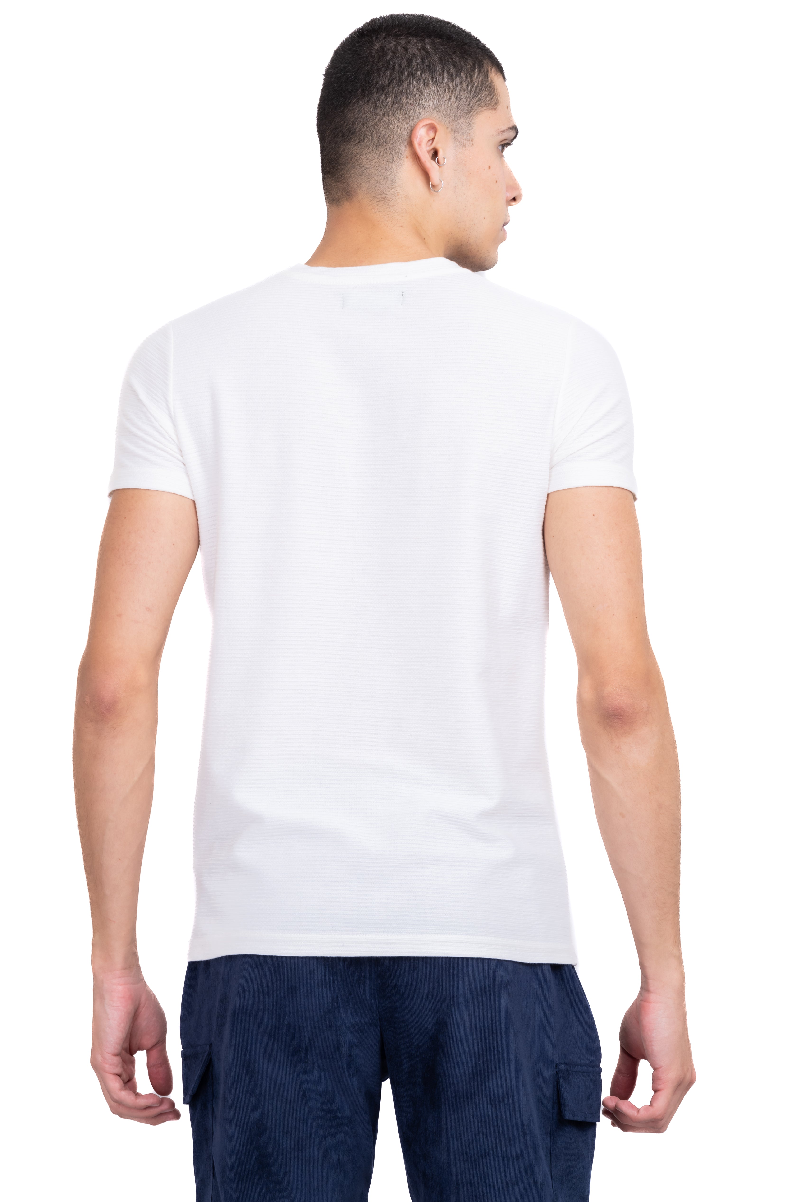 Round neck shirt texture WHITE