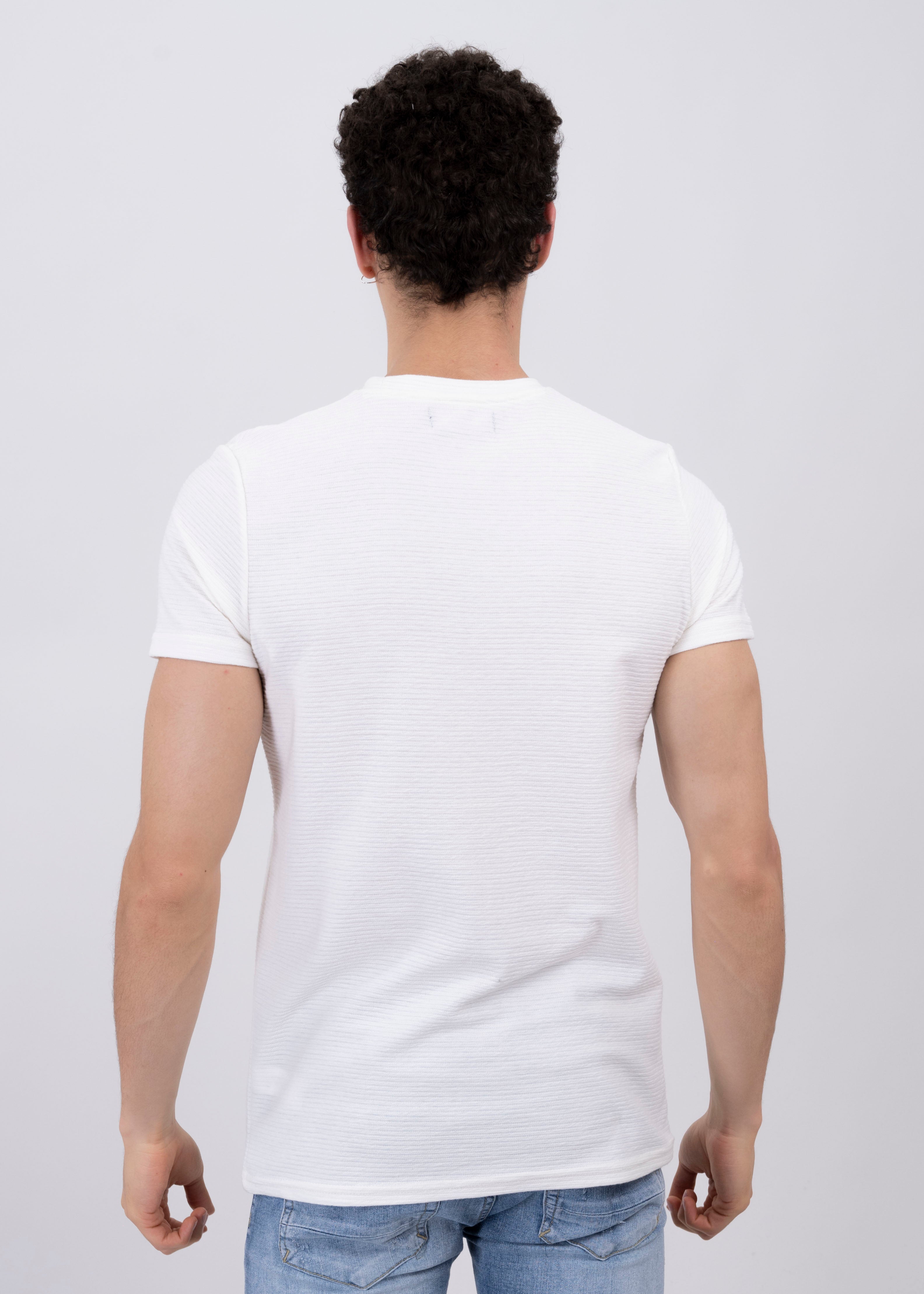 Round neck shirt texture WHITE