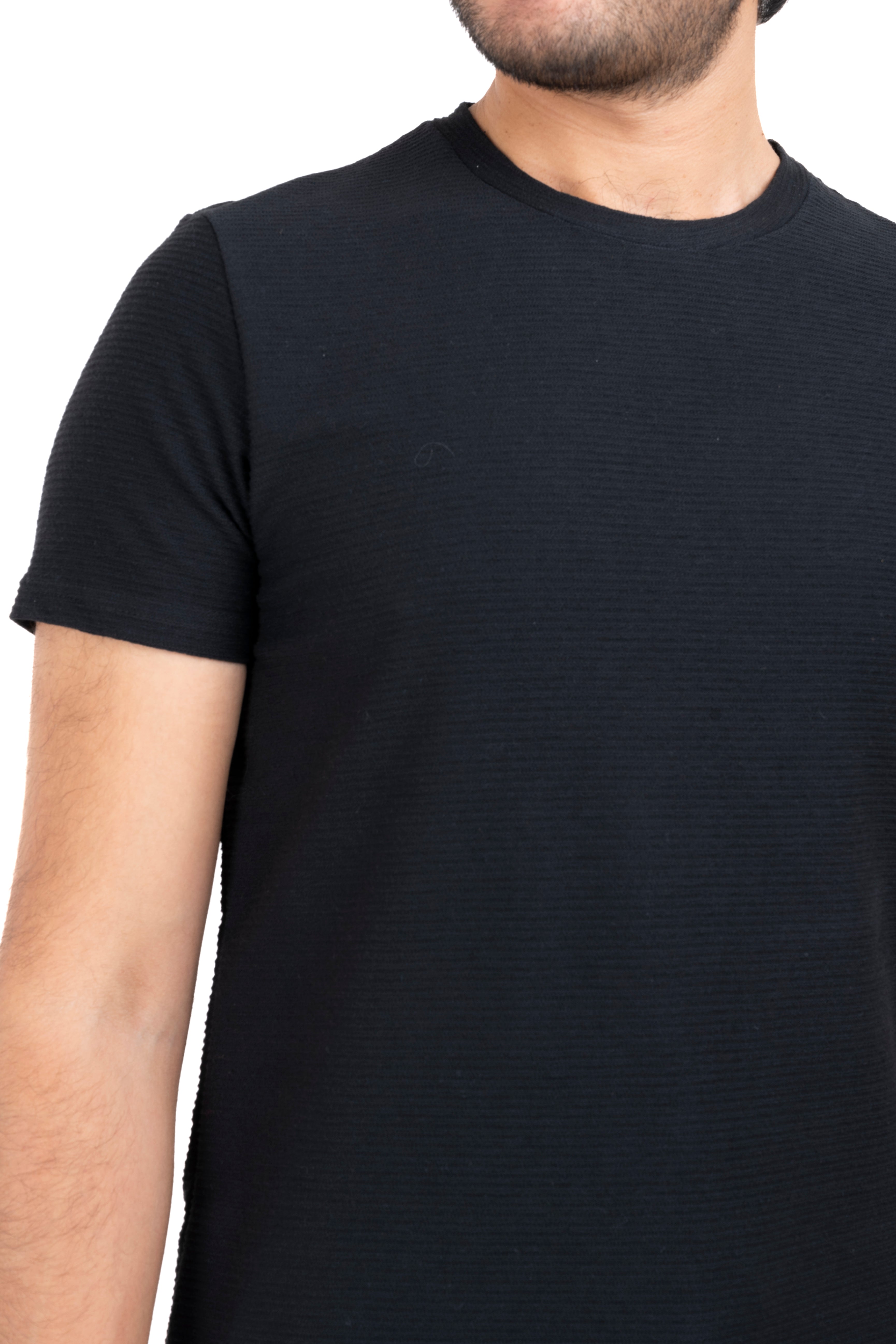 Round neck shirt texture BLACK