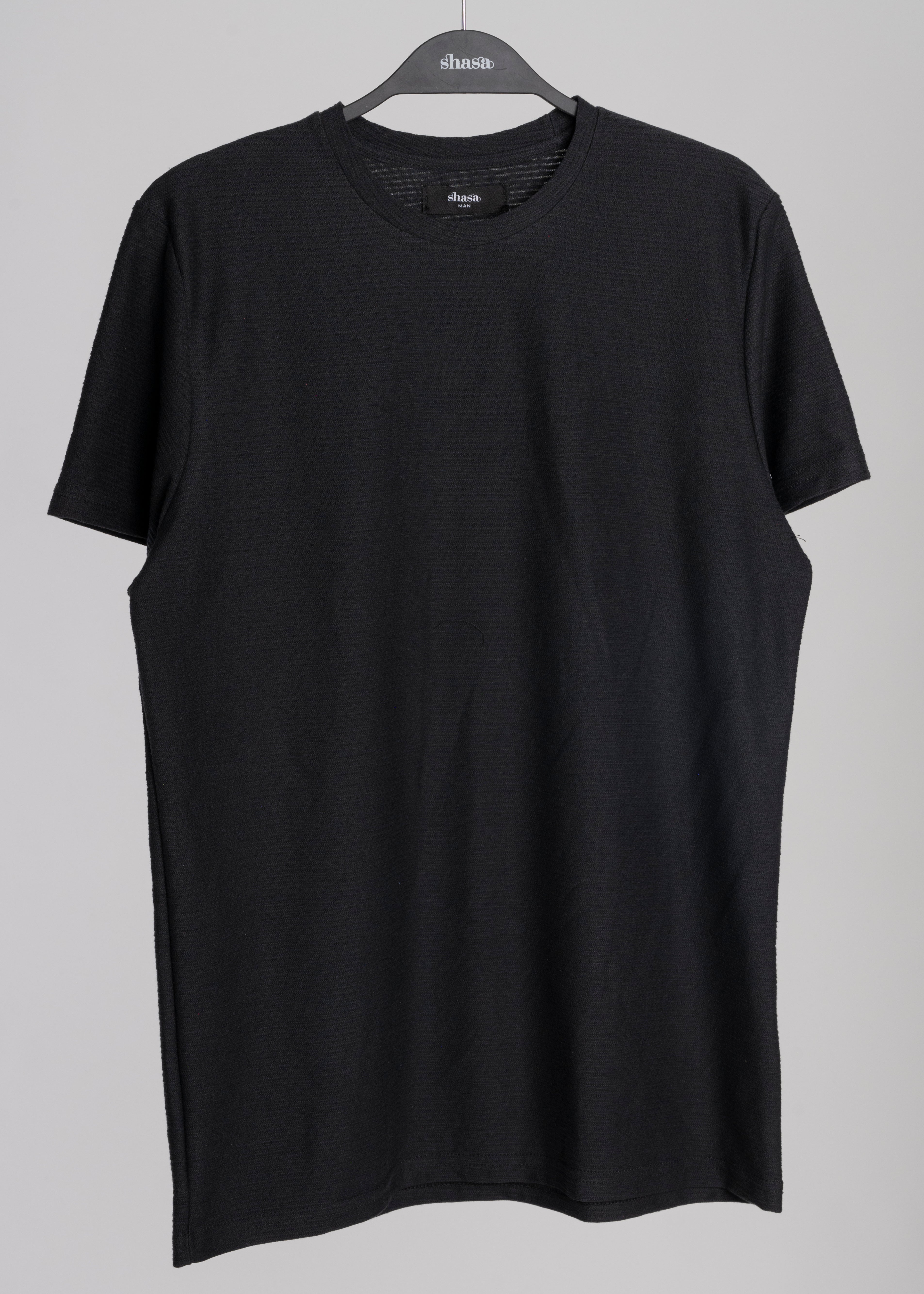 Round neck shirt texture BLACK