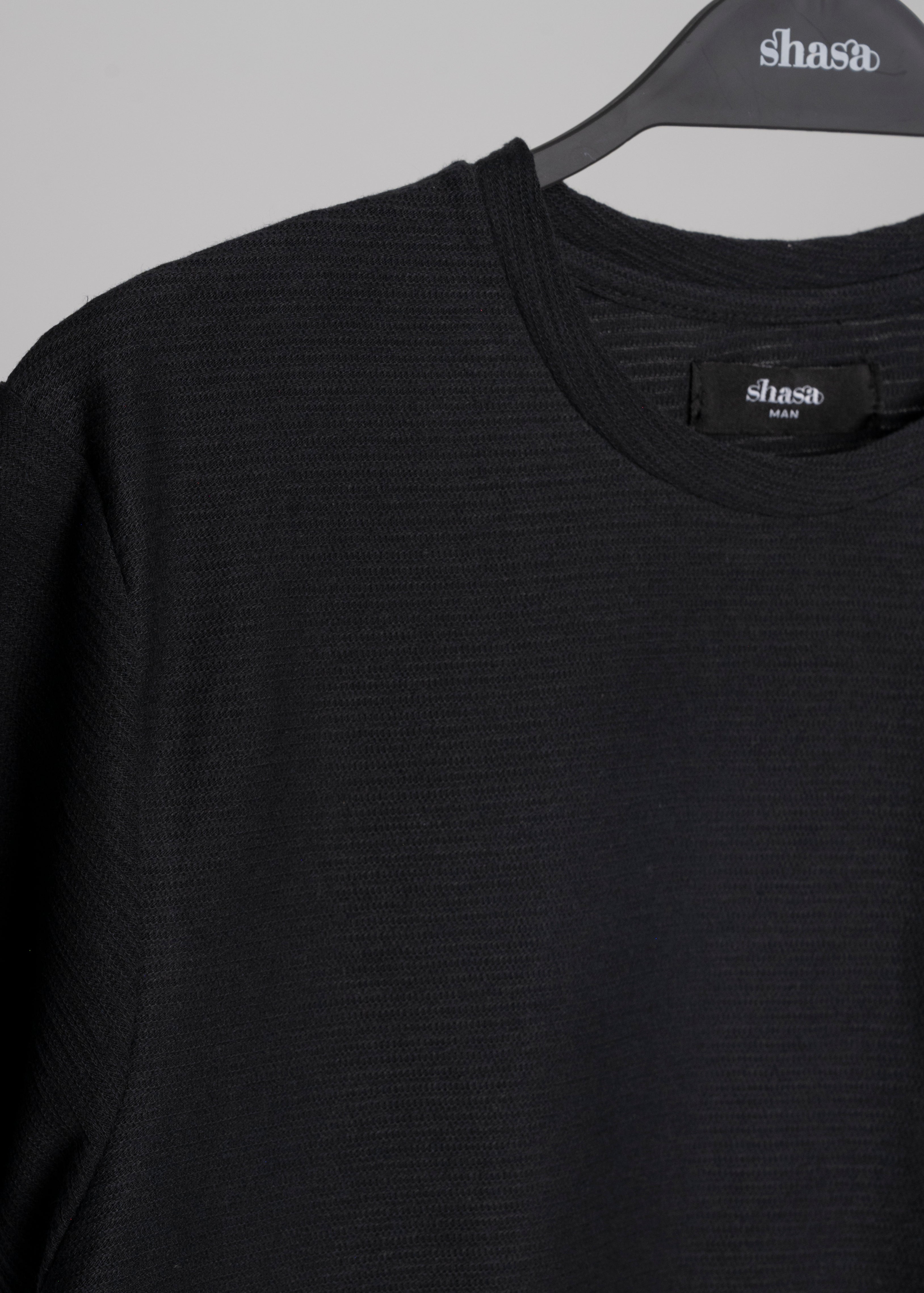 Round neck shirt texture BLACK