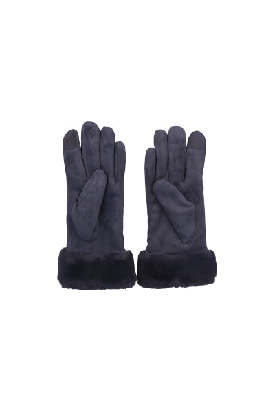Guantes gamuza pinzas detalle peluche monocolor GRIS