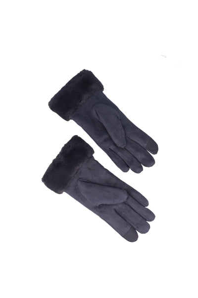 Guantes gamuza pinzas detalle peluche monocolor GRIS