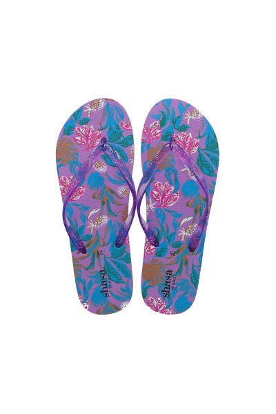 Flip flop tropical brillos correas LILA