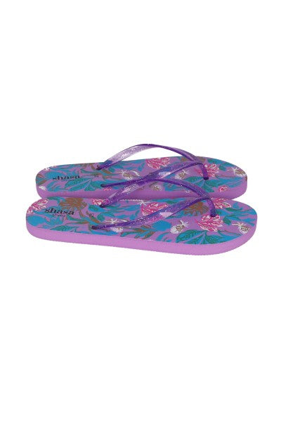 Flip flop tropical brillos correas LILA