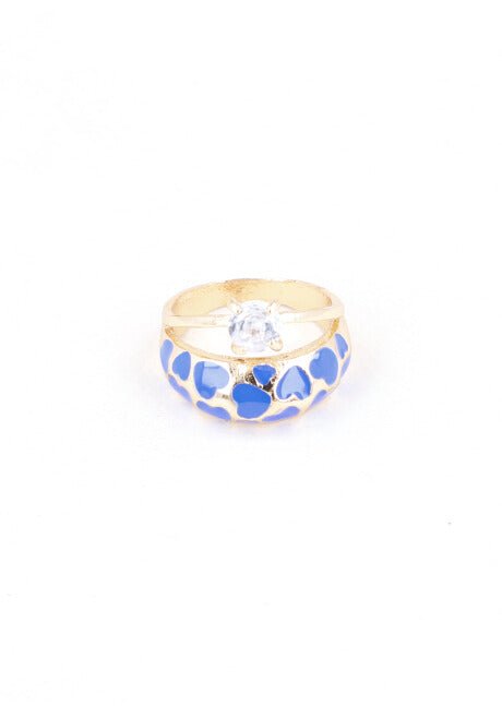 2 P ANILLOS MULTICORAZON AZUL