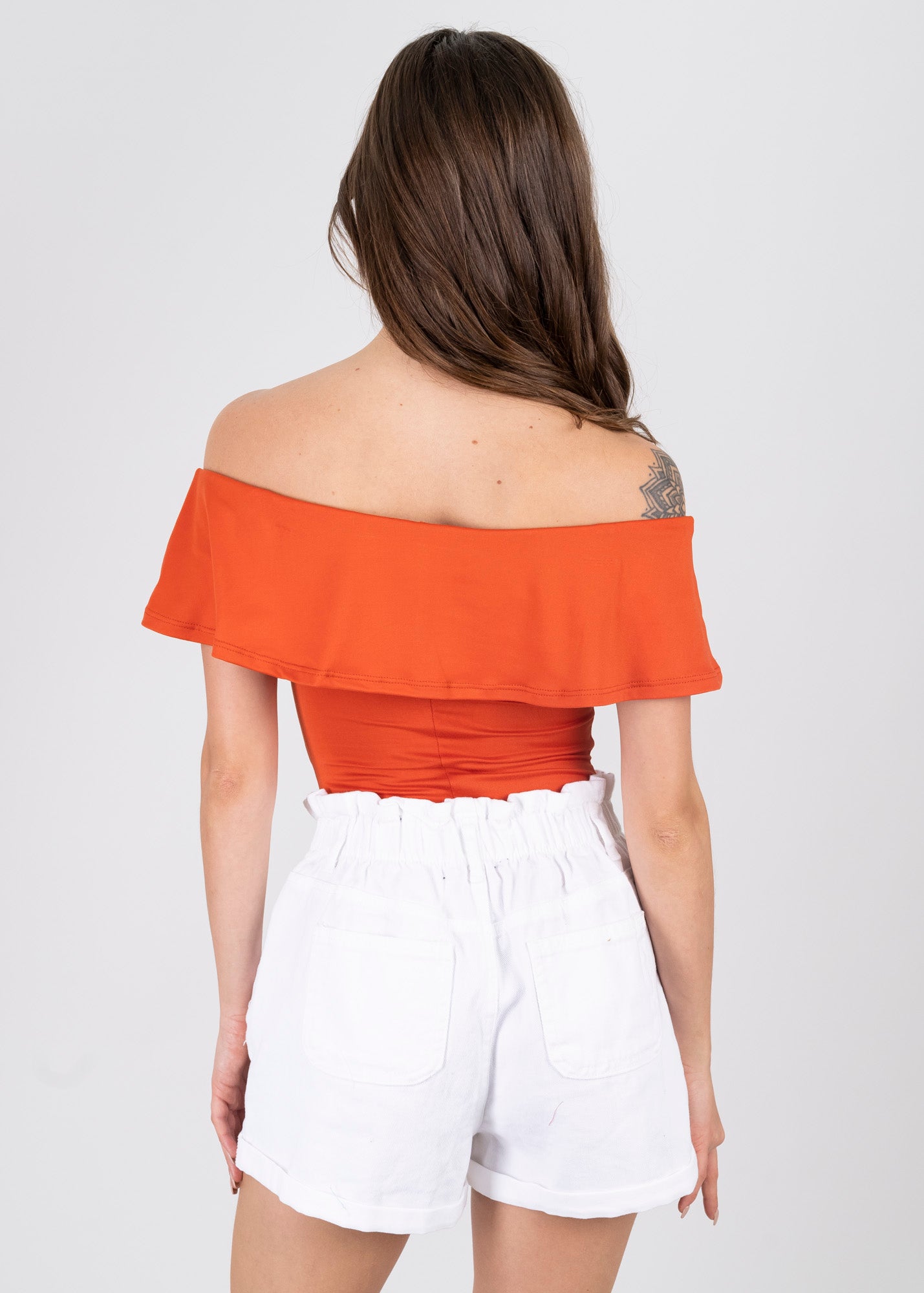 Bodysuit olanes hombro descubierto NARANJA OBSCURO