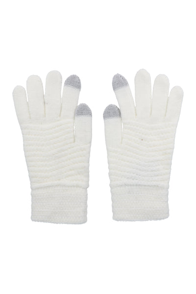 Bicolor waffle fabric gloves WHITE