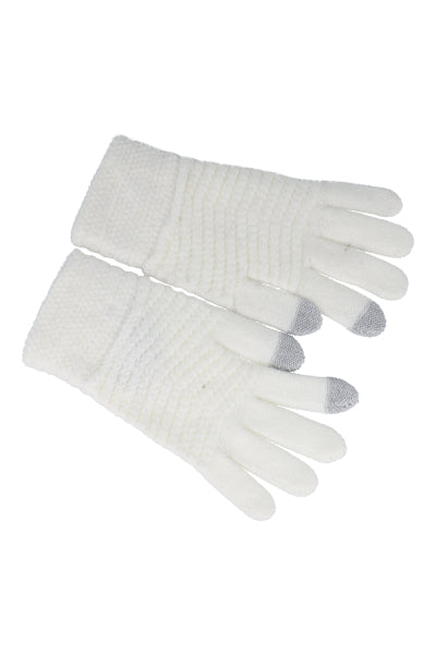 Bicolor waffle fabric gloves WHITE