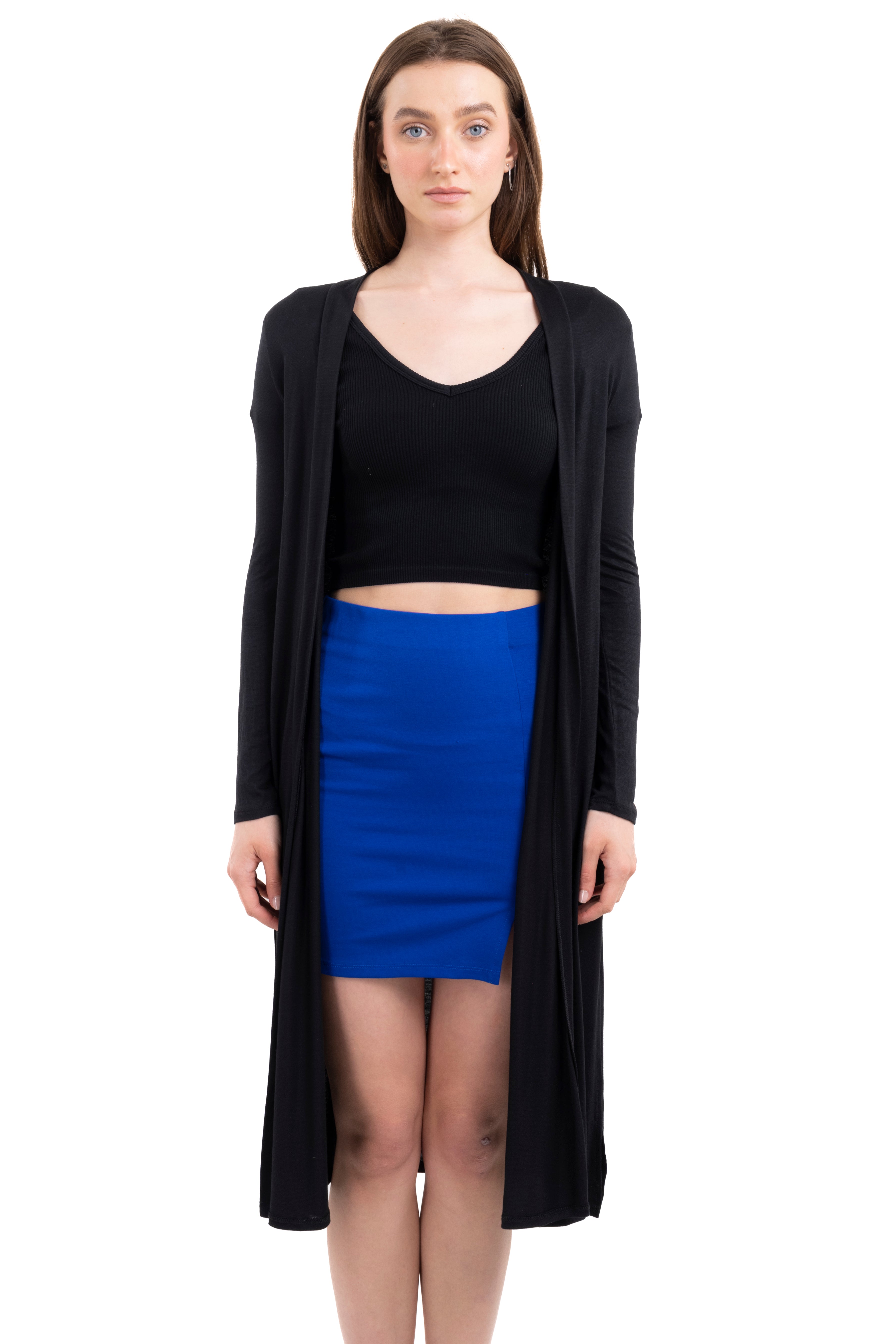 Cardigan long side openings BLACK