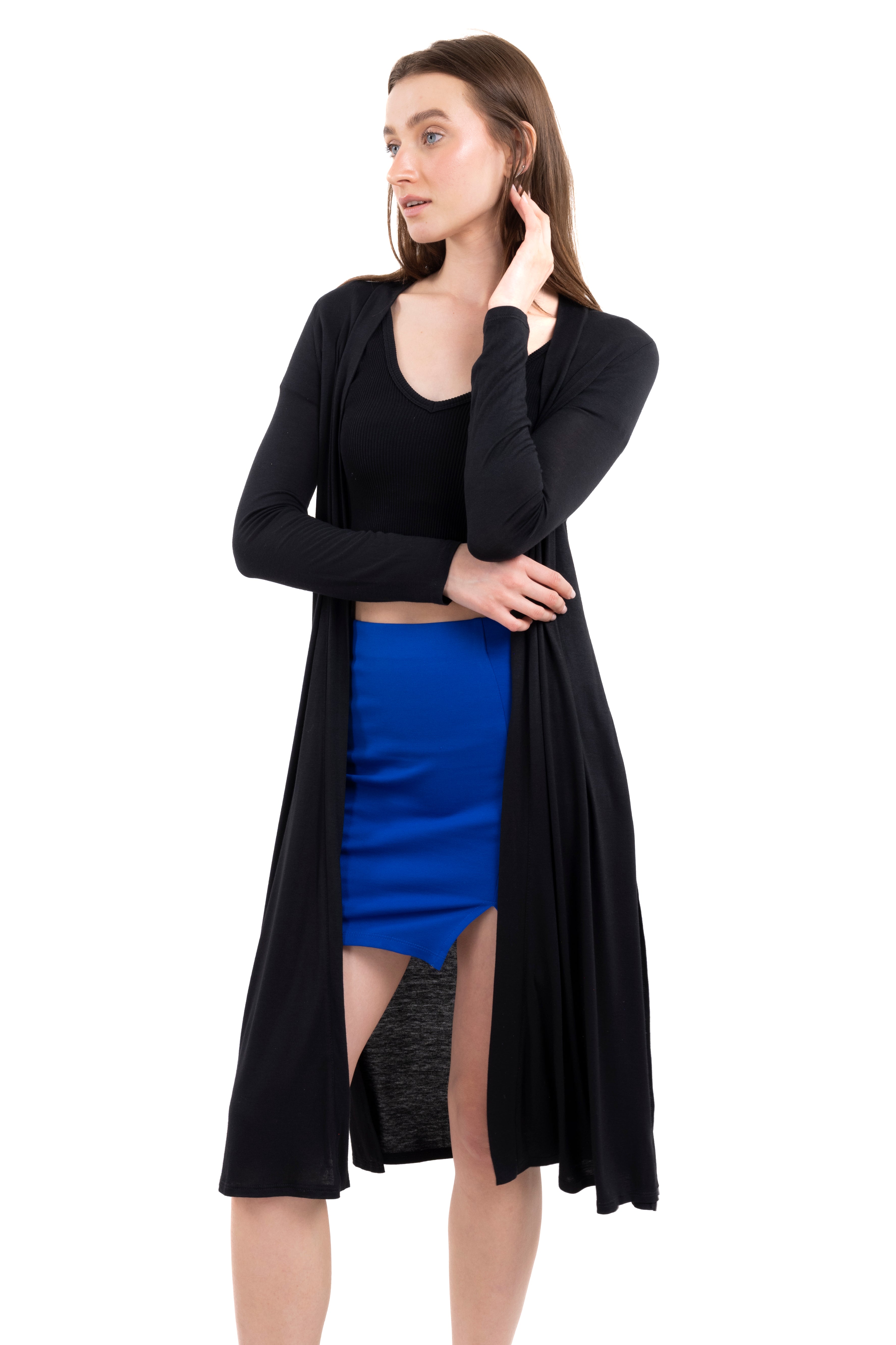 Cardigan long side openings BLACK