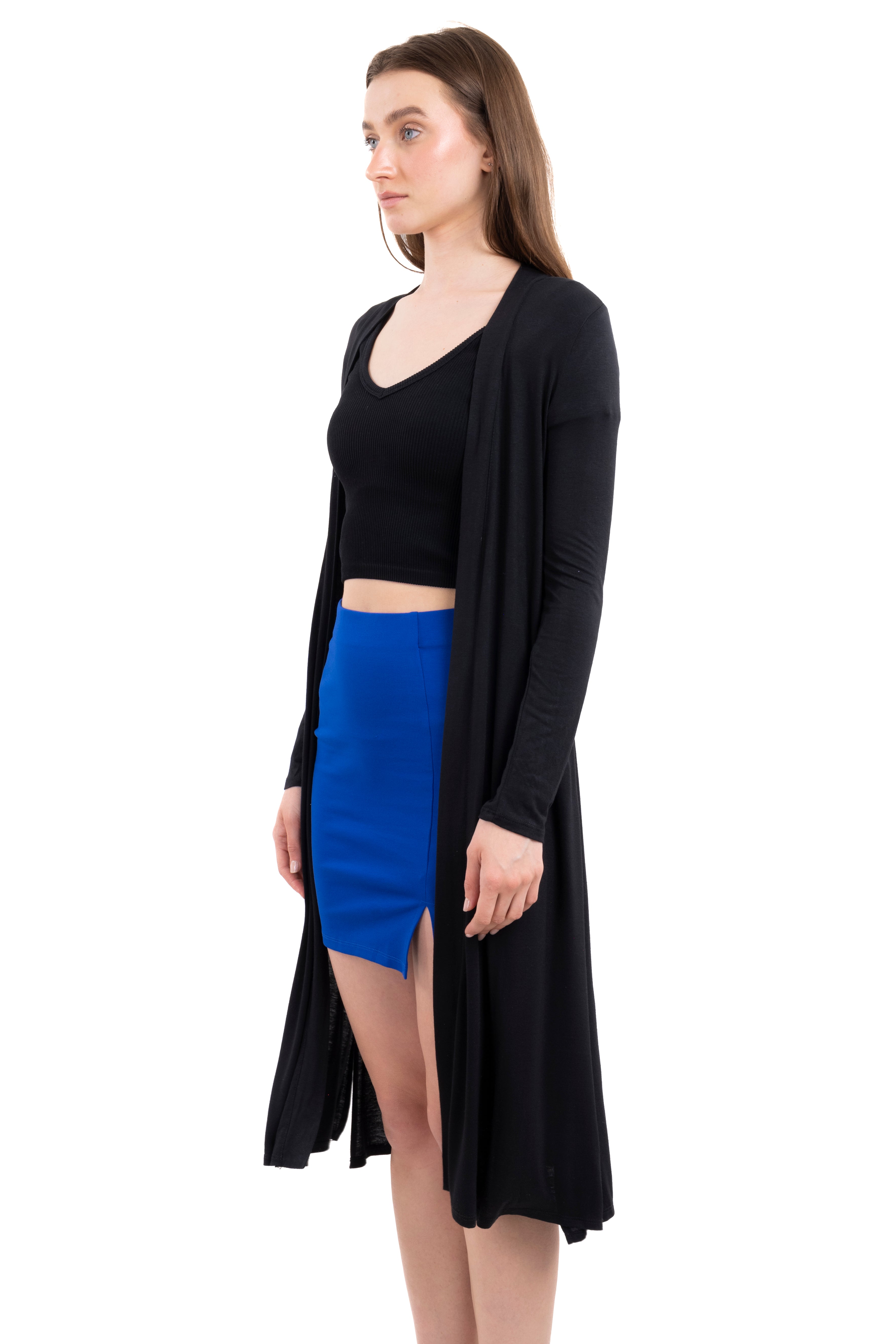 Cardigan long side openings BLACK