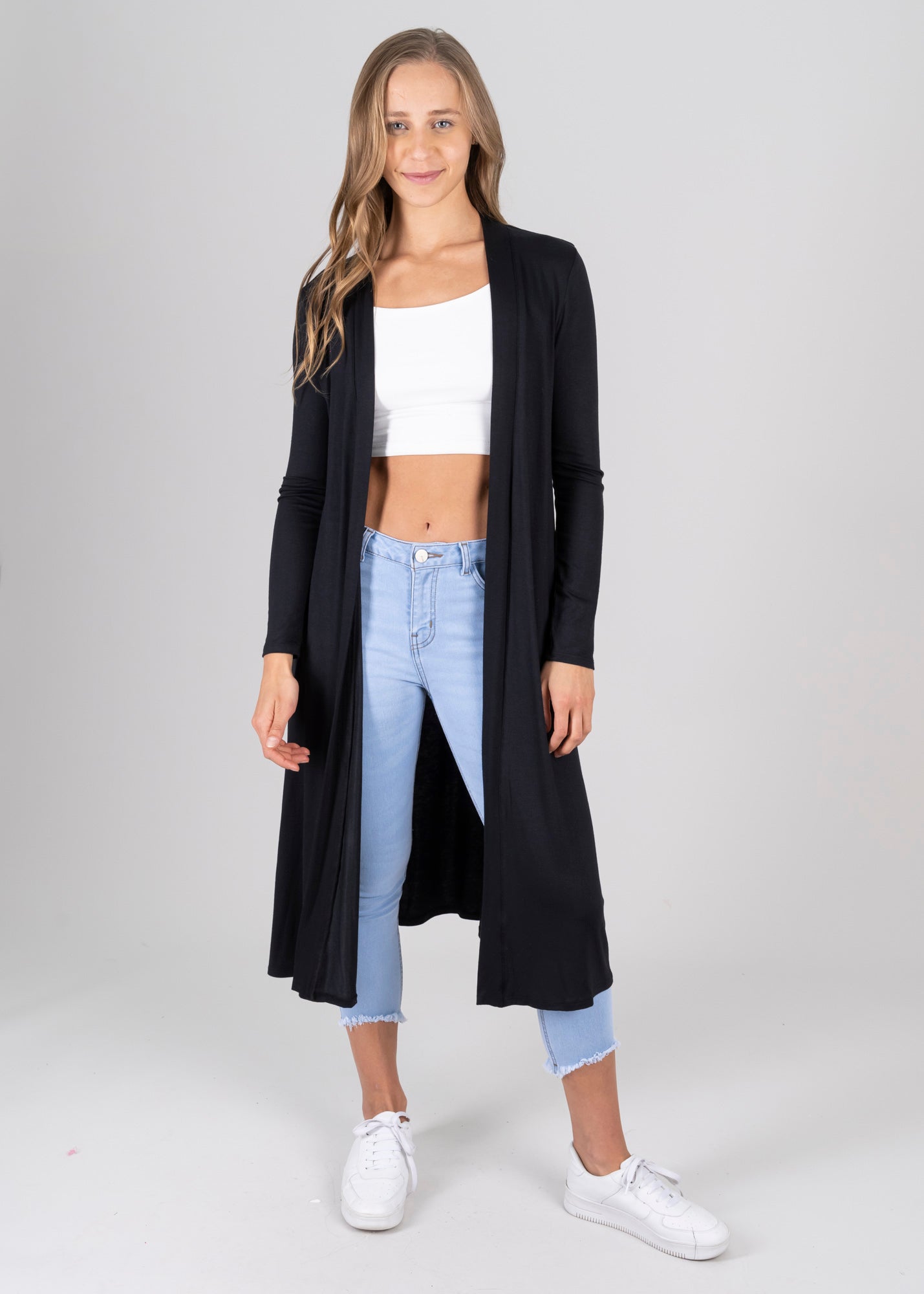 Cardigan long side openings BLACK