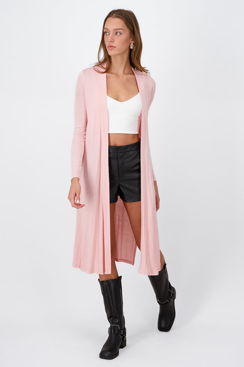 Cardigan long side openings Blush