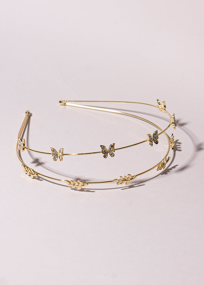 Diadema doble mariposas ORO