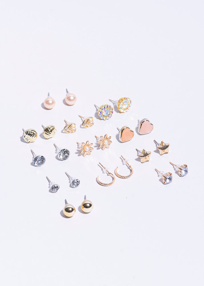 Set 12 Piezas Aretes Concha Mix ORO