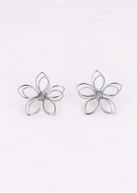 Aretes flor metal HEMATITA