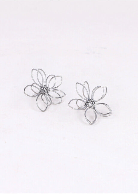 Aretes flor metal HEMATITA