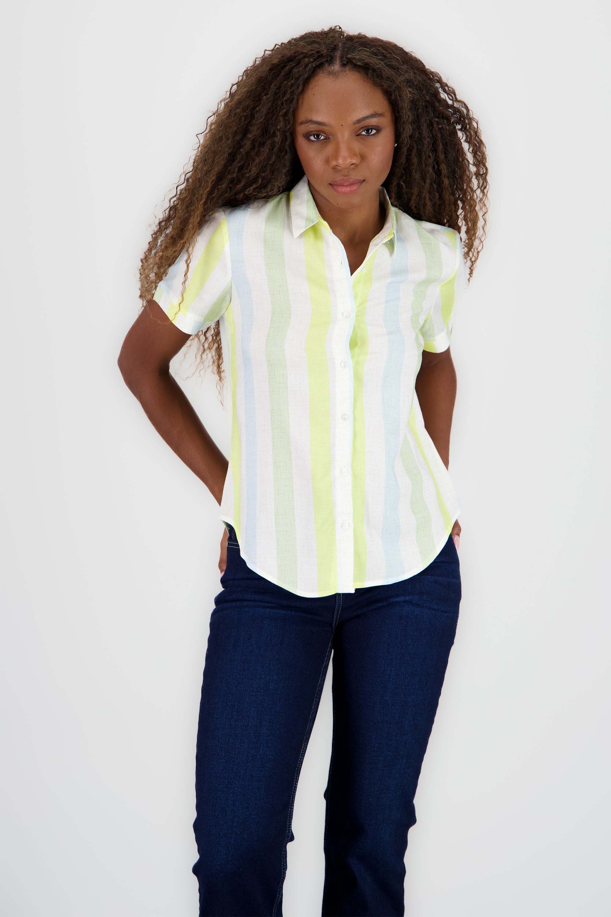 Camisa Manga Corta Rayada AMARILLO COMBO