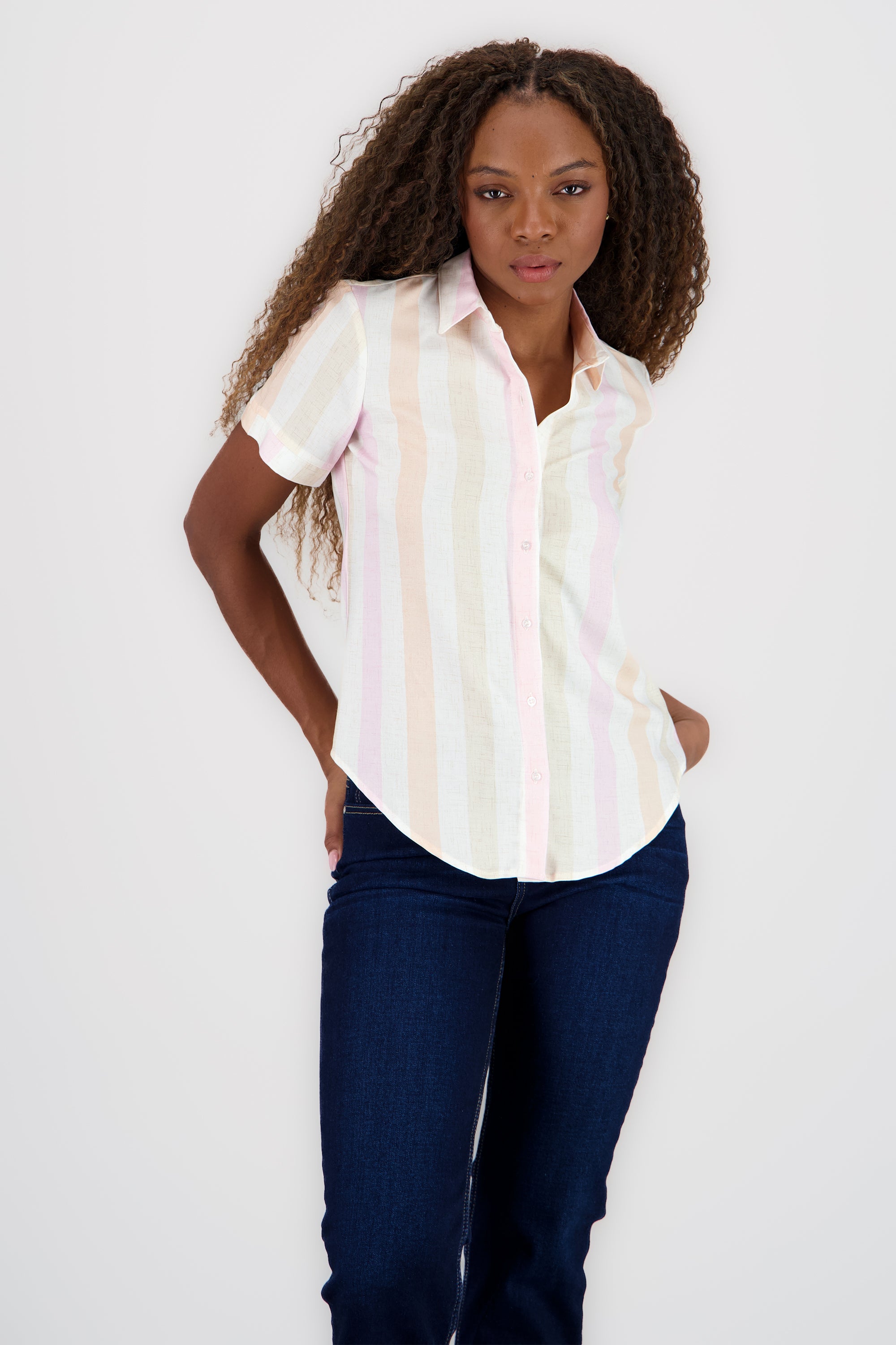 Camisa Manga Corta Rayada CORAL COMBO