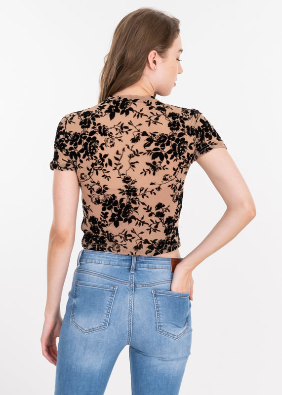 Top mesh flores flock NEGRO COMBO