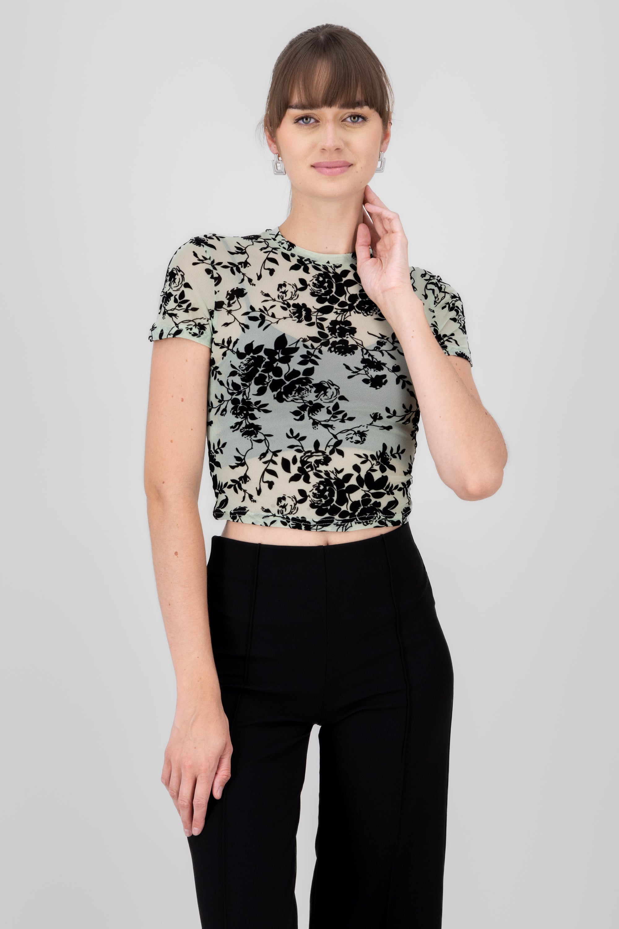 TOP MESH FLORES FLOCK Sage