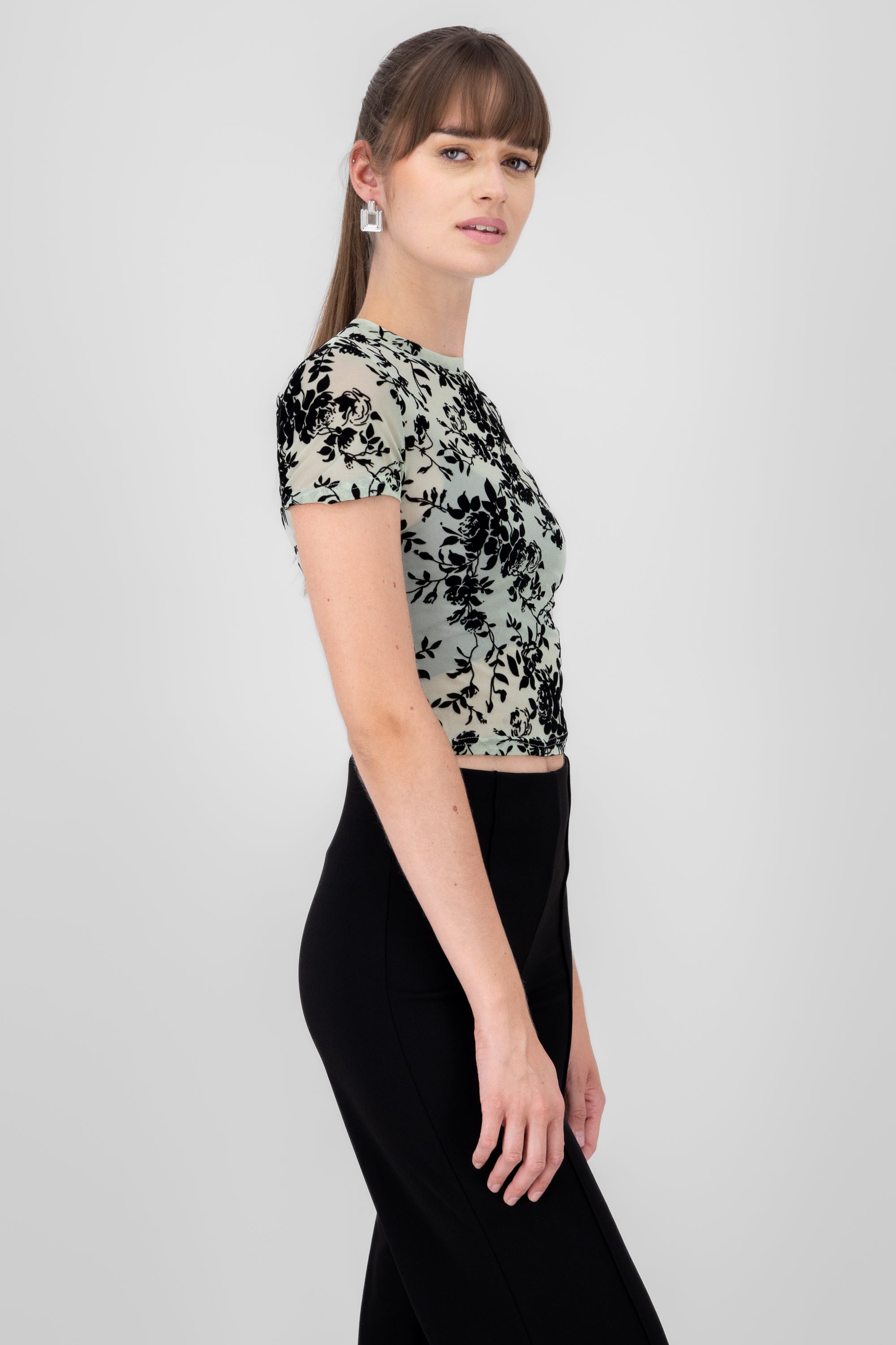 TOP MESH FLORES FLOCK Sage