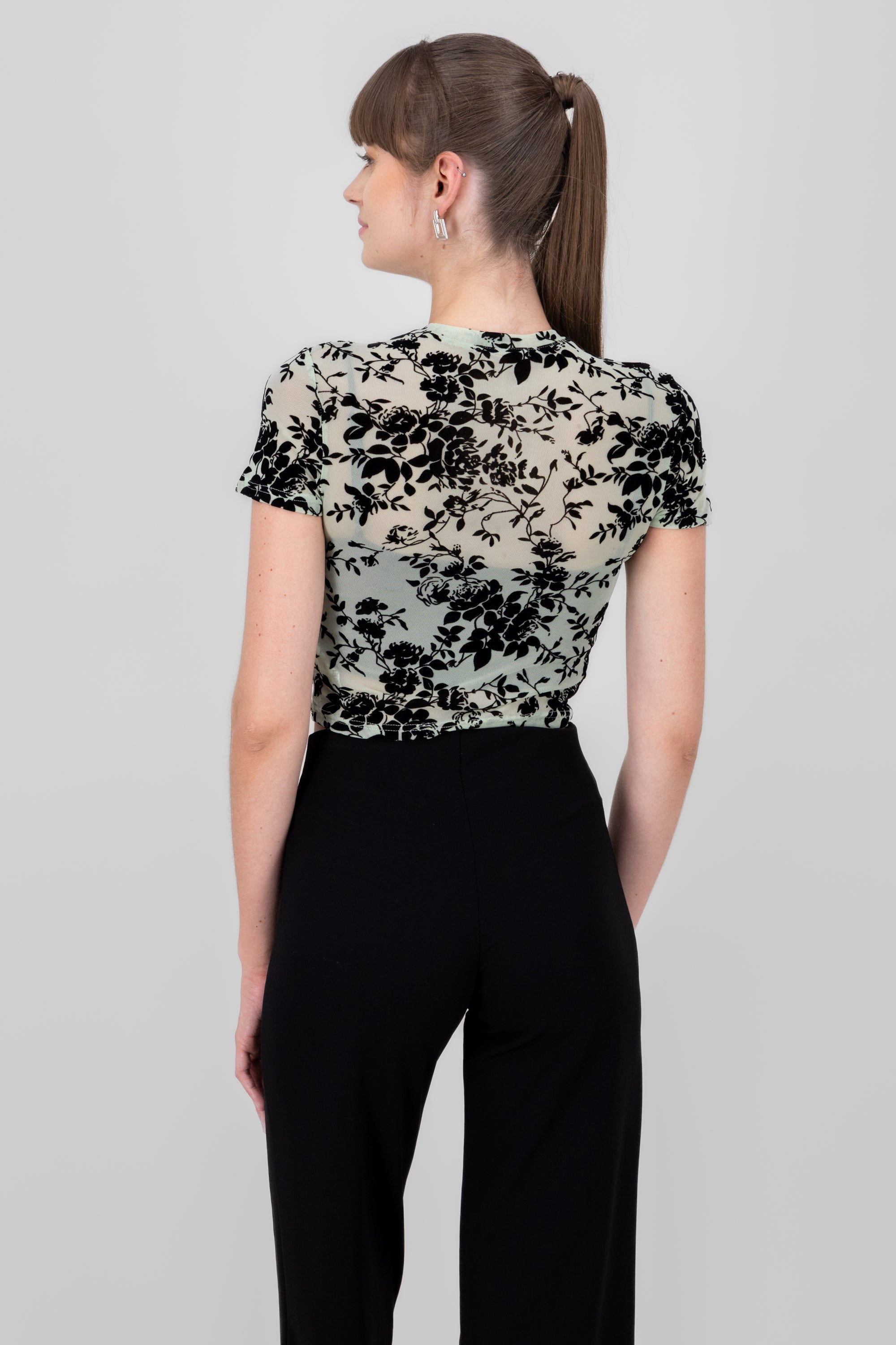 TOP MESH FLORES FLOCK Sage