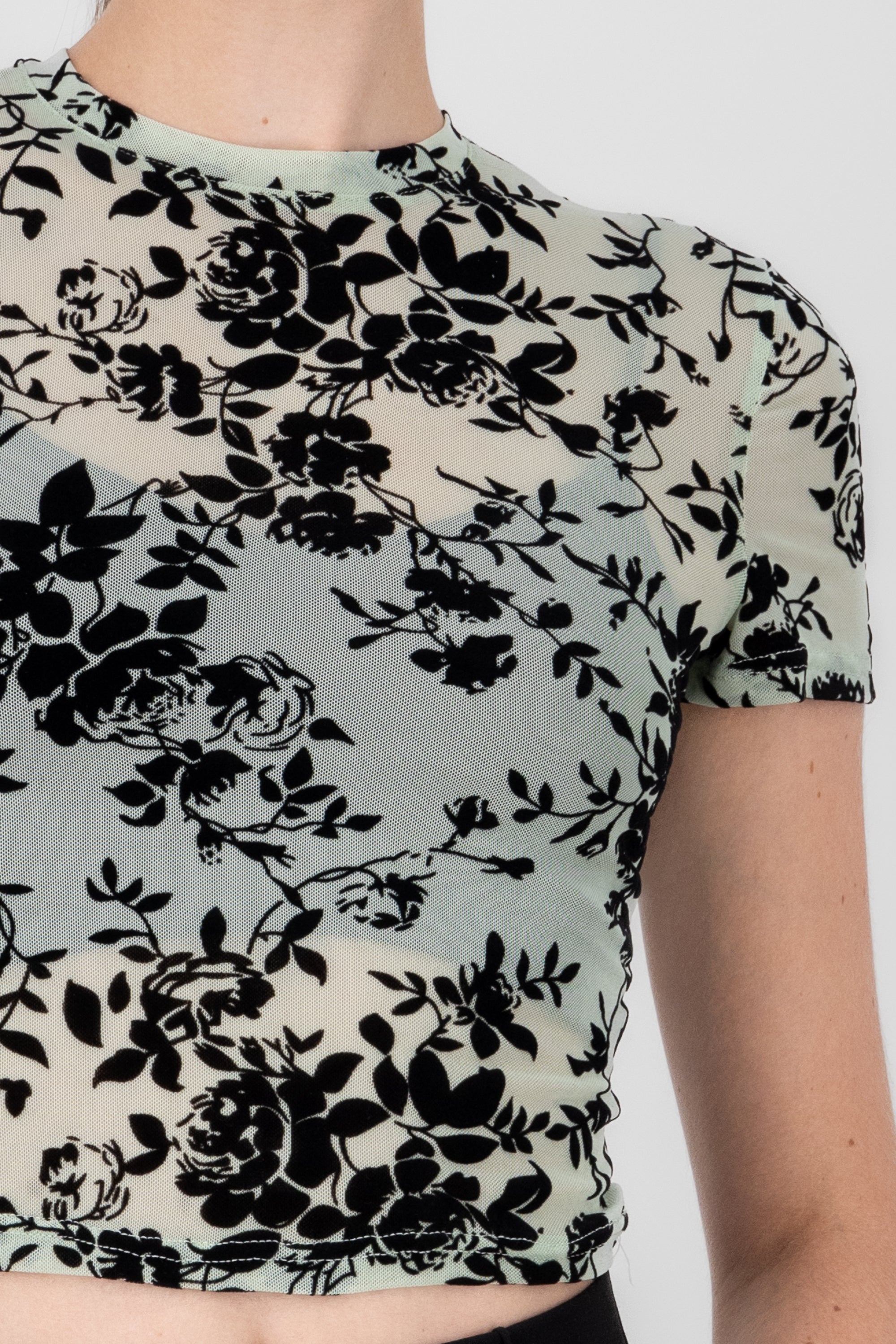 TOP MESH FLORES FLOCK Sage