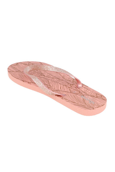 Flip flop hoja tropical brillos ORO ROSA