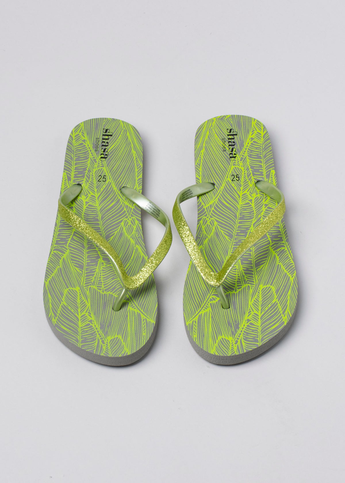 Flip flop hoja tropical brillos VERDE