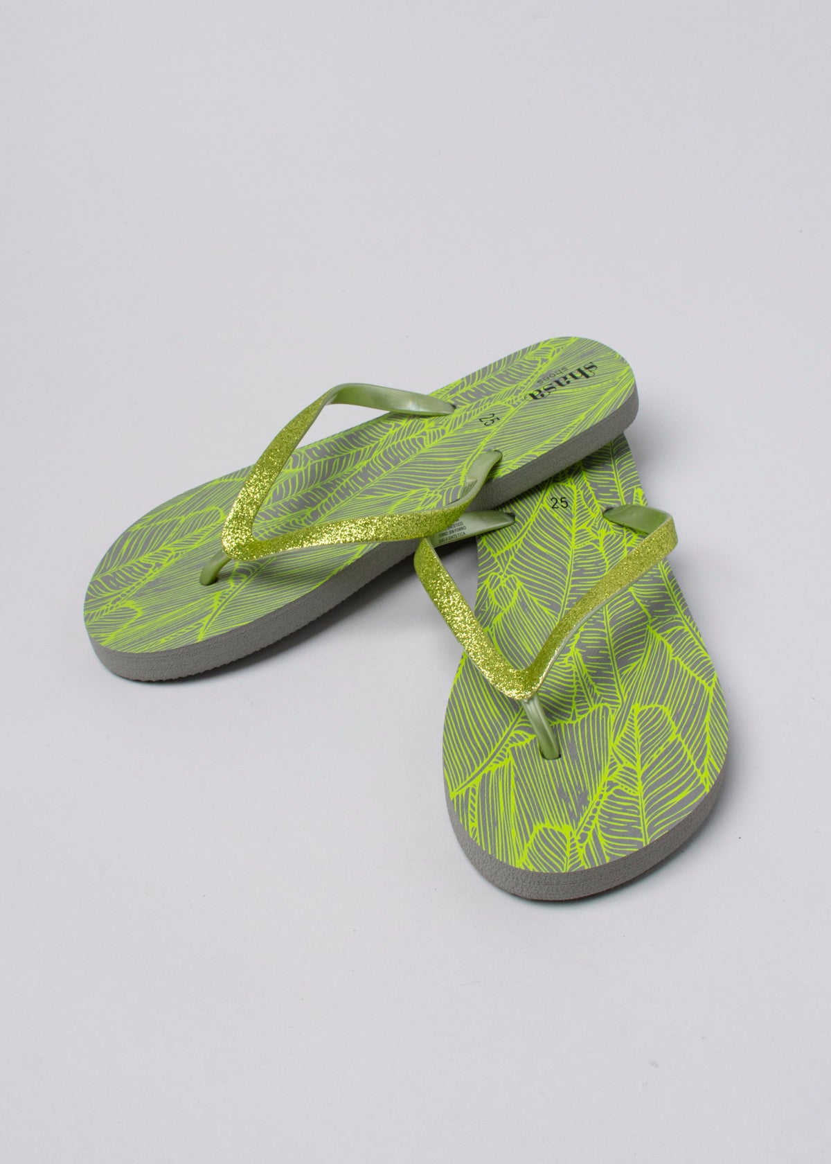 Flip flop hoja tropical brillos VERDE