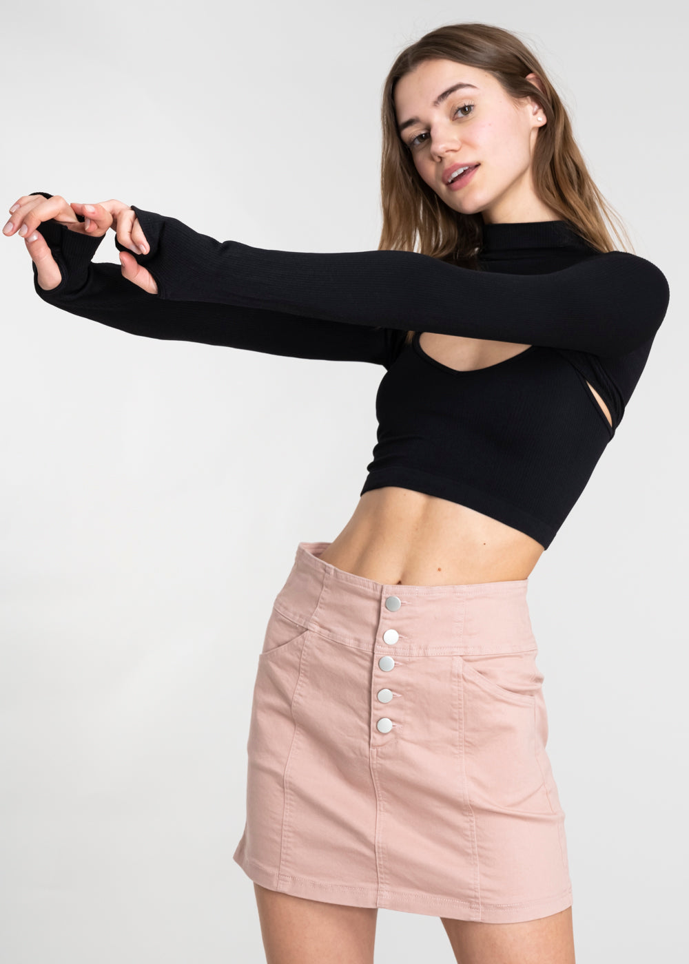 Top Seamless Irregular NEGRO