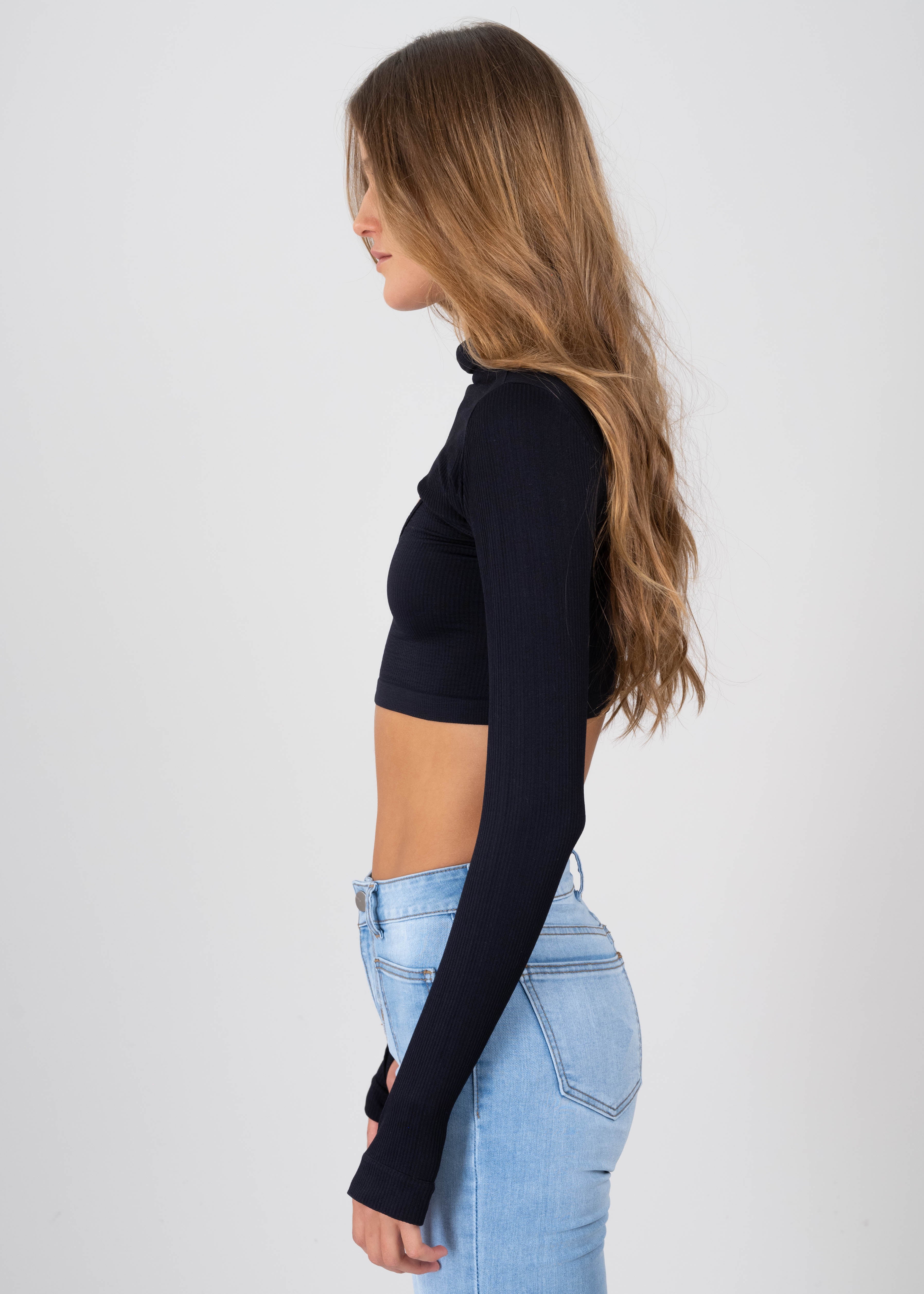 Top Seamless Irregular NEGRO