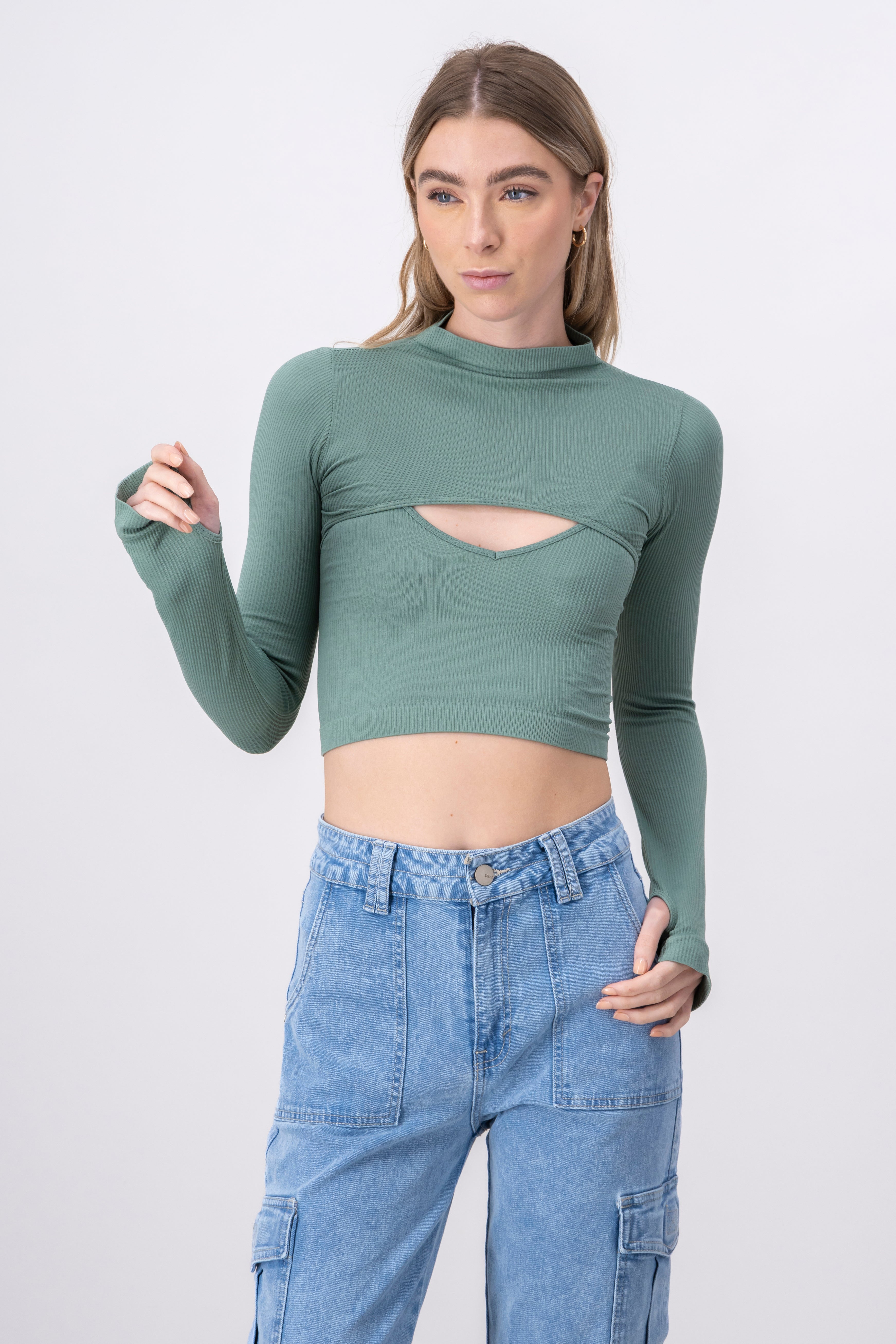 Top Seamless Irregular SAGE