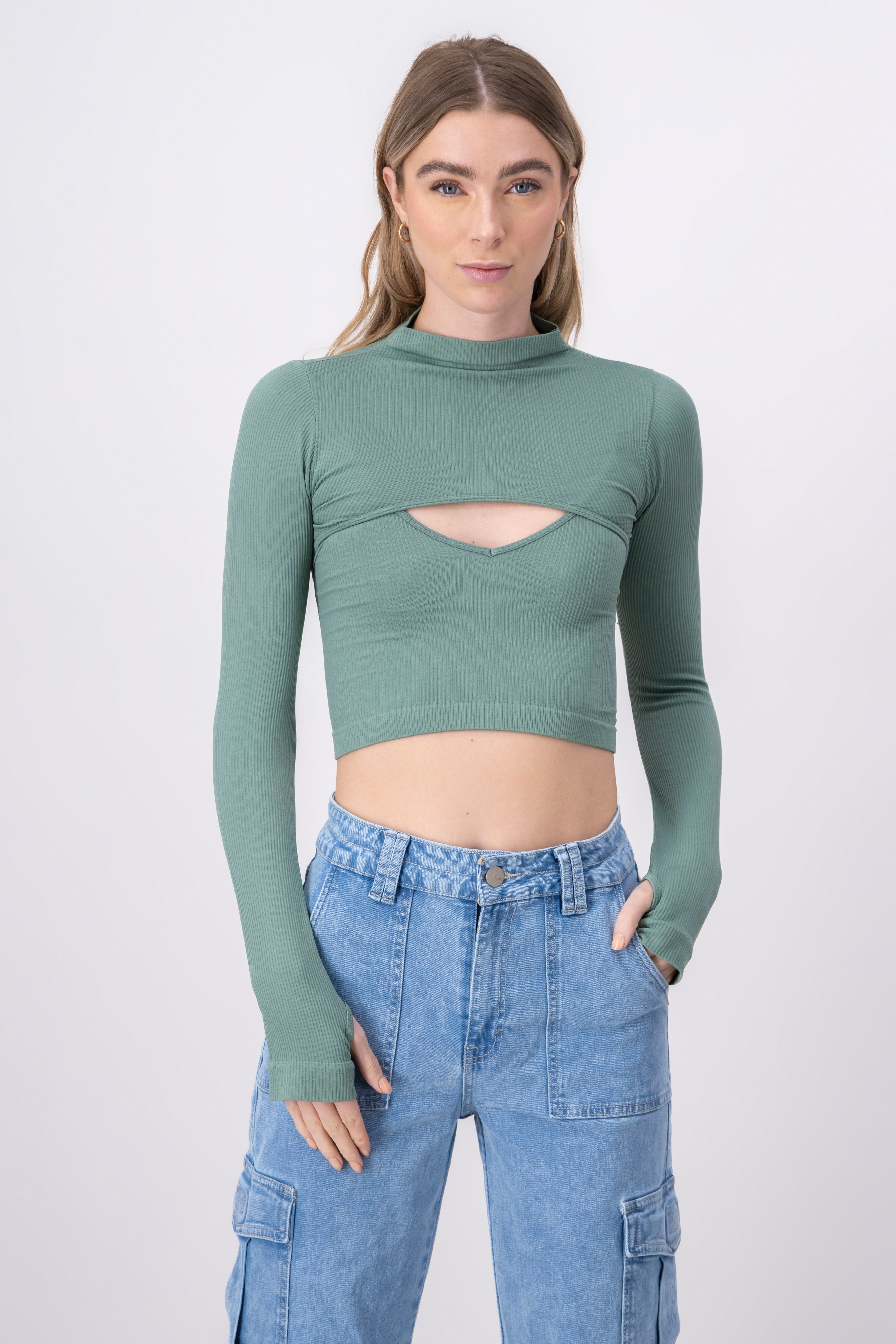 Top Seamless Irregular SAGE