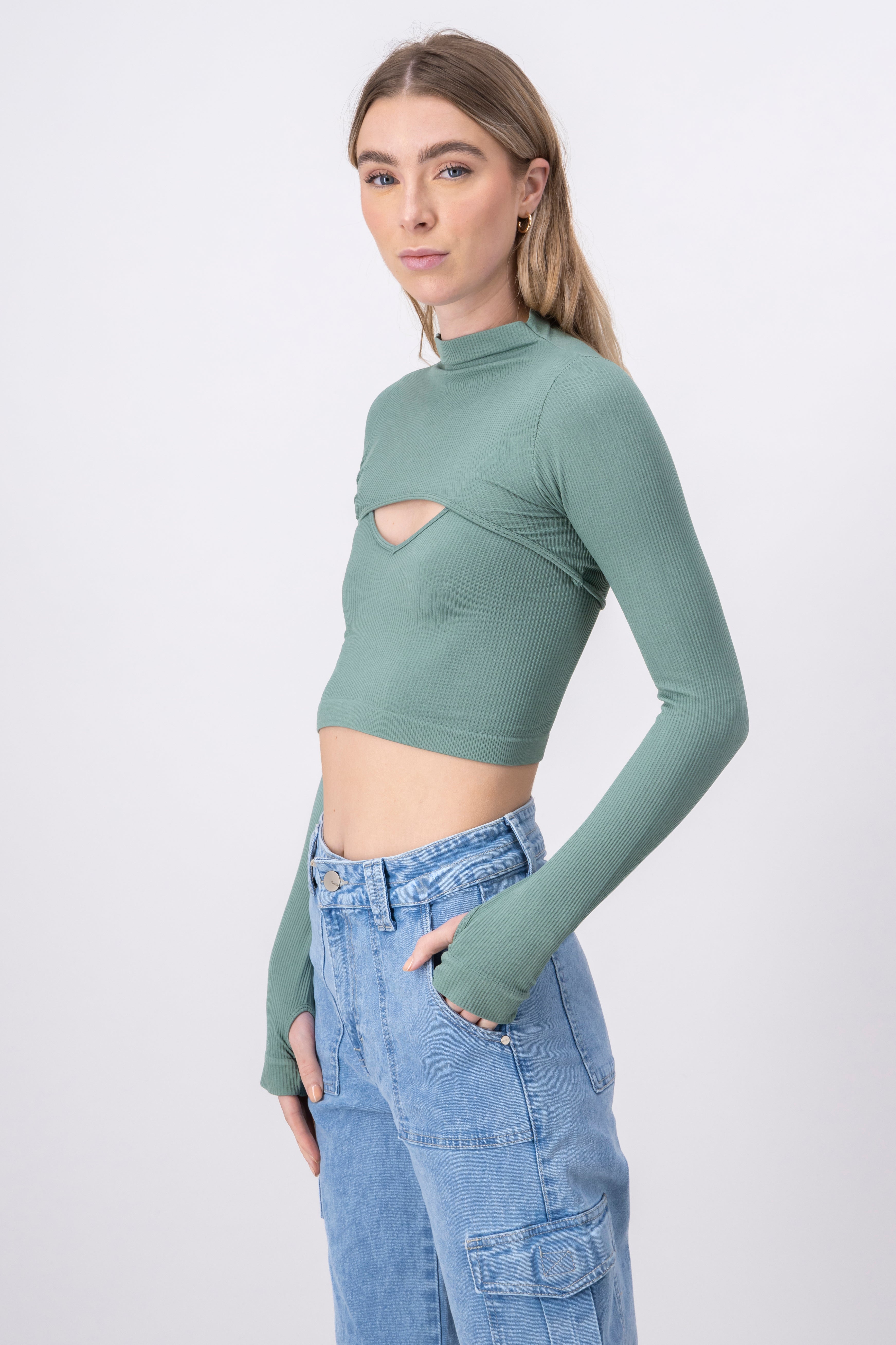 Top Seamless Irregular SAGE