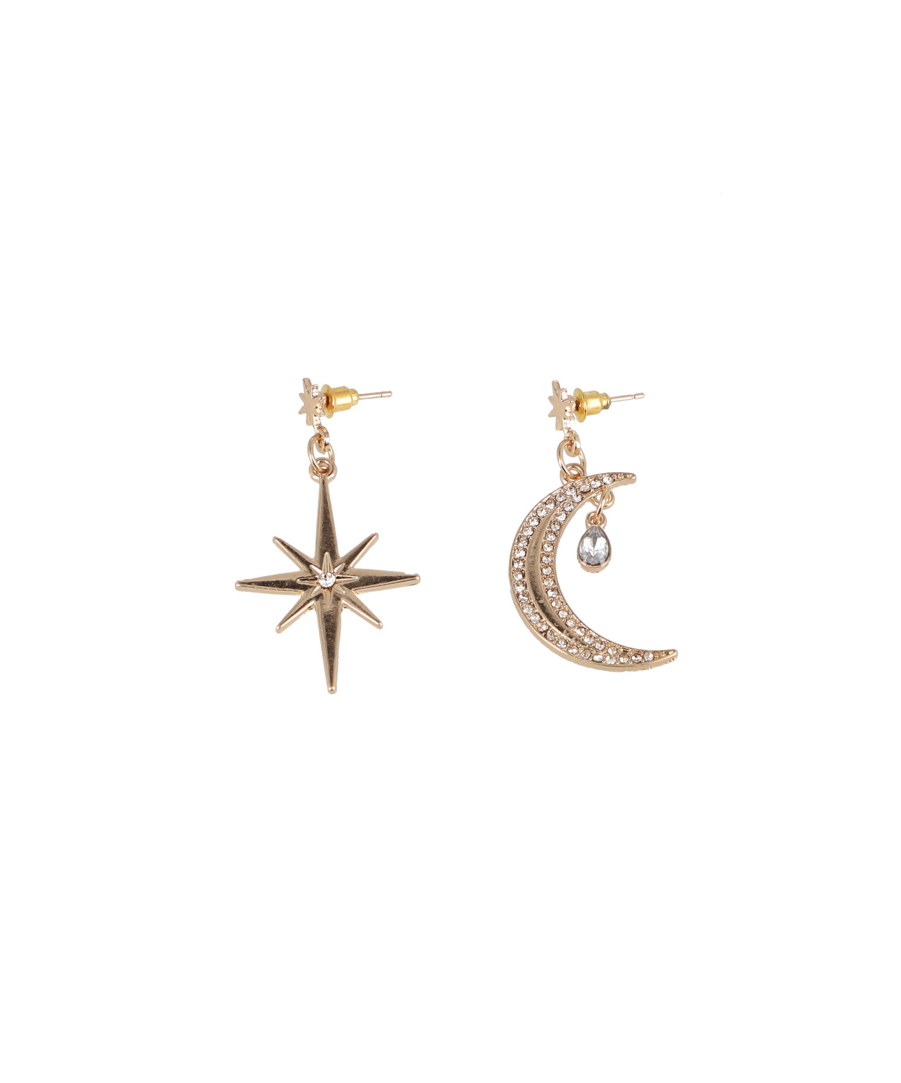 Aretes Impares Luna Estrella ORO