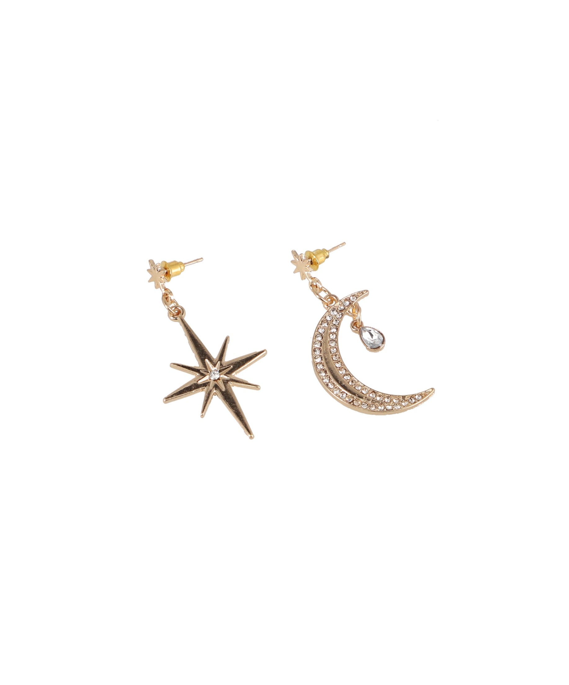 Aretes Impares Luna Estrella ORO