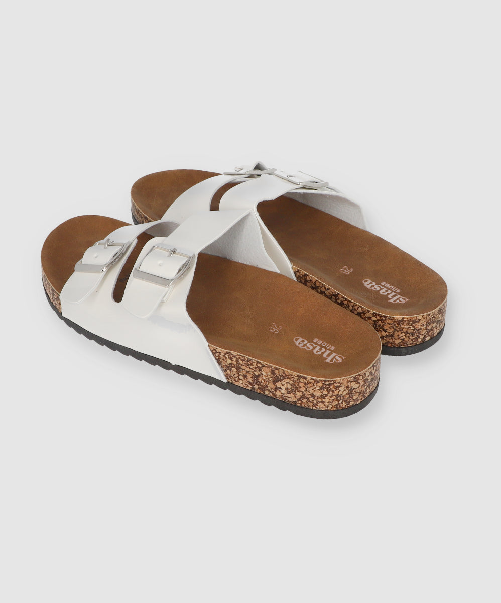 Sandalias 2 Hebillas Efecto Corcho BLANCO