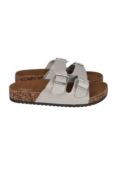 Sandalias 2 Hebillas Efecto Corcho GRIS