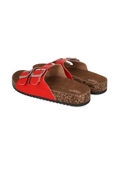 Sandalias 2 Hebillas Efecto Corcho ROJO