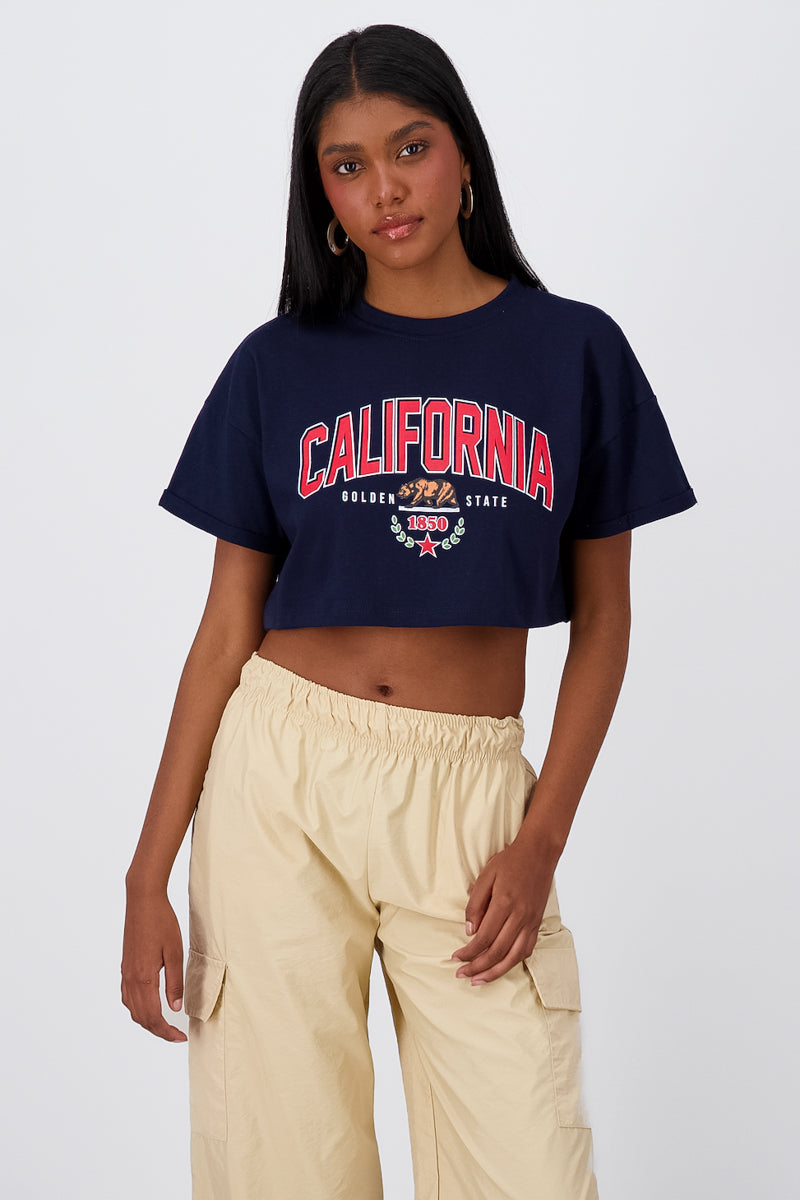 Playera Crop California MARINO