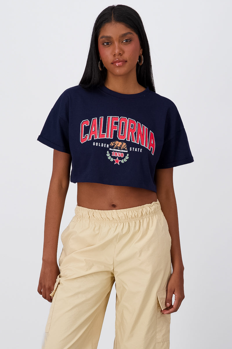 Playera Crop California MARINO